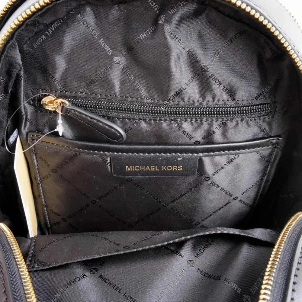 Michael Kors Jaycee Medium Pebbled Leather Backpack Black /Golden Tone Hardware